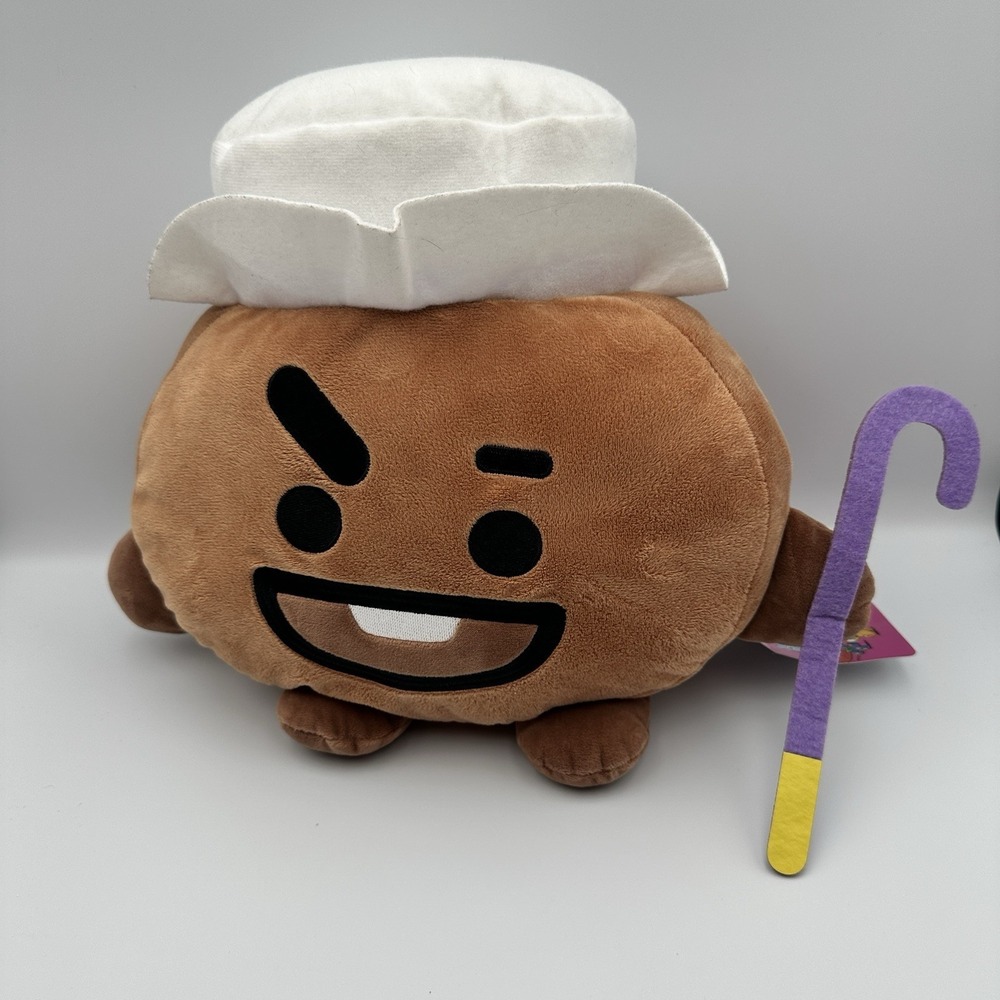 BT21 Line Friends Shooky Hat & Cane Plush 12" Round 1 BTS Suga Official NWT